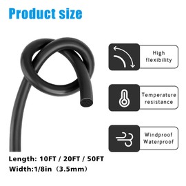 U0U 50 Ft Backer Rod 1/8 Inch,Black Foam Caulk Saver for Gaps and Weather Stripping Door Seal,Concrete Expansion Joint Filler (1/8 inch * 50 feet)
