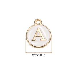 sourcing map Alphabet a Letter Charm Double Sided Enamel Initial Alphabet Pendant White, for Necklace Bracelet Earring Jewelry Making, Pack of 50