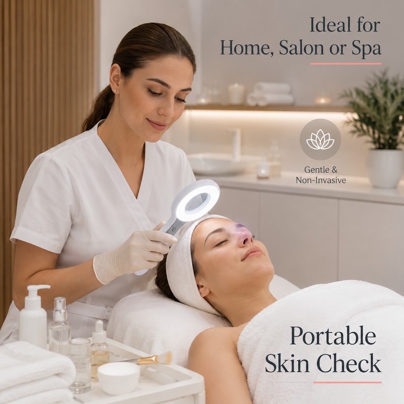 Skin Analysis Magnifier for Beauty Care – Rechargeable 3X Wood