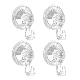 4 Pcs Suction Hooks for Bathroom,Window Suckers Hook Wreath Hanger For Front Door Stick On Holder Heavy Duty Reusable Round Vacuum Suction Cup Transparent Removable Plastic Sucker,for Shower Towel (4)
