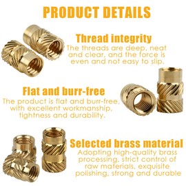 BATINO 360 Stück Gewindeeinsatz, M2 M2.5 M3 M4 M5 M6 Gewindeeinsätze 3D Druck Einschmelzgewinde Einpressmuttern Messing Gewindebuchsen Rändelmuttern für 3D Druckteile Kunststoffteiledurch