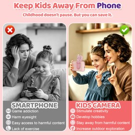 Makolle Kids Camera Toys for Girls 3-12 Year Old,Toddler HD Digital Video Camcorder Camera with Tripod,Children Chritmas Birthday Gift with 32GB SD Card-Pink