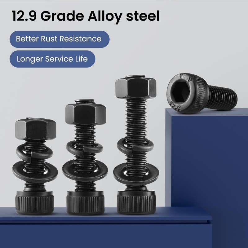 BNUOK 280 PCS M5 Screws Assortment Kit, 12.9 Grade Alloy