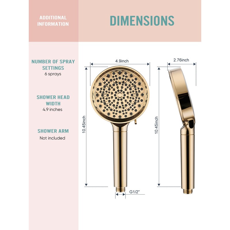 Cobbe Filtered Shower Head with Handheld, High Pressure 6 Spray
