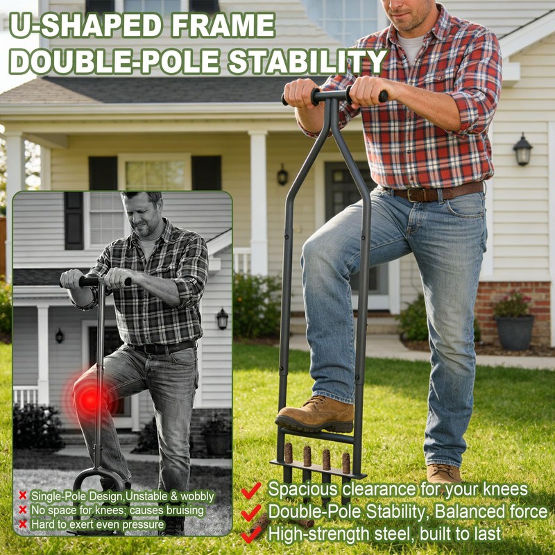 FIMXSD Manual Lawn Aerator Tool, Heavy Duty Detachable Iron Grass