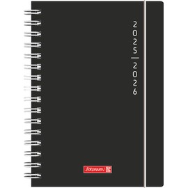 BRUNNEN School Diary (2025/2026) "Plain Black", 1 Page = 1 Day, A5, 352 Pages, PP Cover, Black
