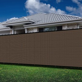 Goleray Fence Privacy Screen 4'x12' Fencing Panels for Outside 170GSM Mesh Fence Cover for Backyard Gate Barrier Balcony Screen Portable Pool Deck Fence, Brown