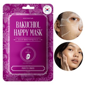 KOCOSTAR Bakuchiol Happy Mask - Balancieren Korean Face Mask, Sheet Mask - Gesichtsmaske Frauen mit Bakuchiol - Tuchmasken Gesicht ohne Ausspülen - Masken Beauty, Tuchmaske