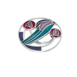 Sea Gems Mackintosh Inspired Fine Enamel 40mm Traditional Rose and Tulip Scarf Ring - 7692 (Purple)