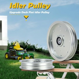 AUC10172 Deck Flat Idler Pulley Compatible with John Deere Z335E Z525 Z535M Z535R Z540 Z525E Z540M Z540R Replace# 15959 280-807 (2 Pack)