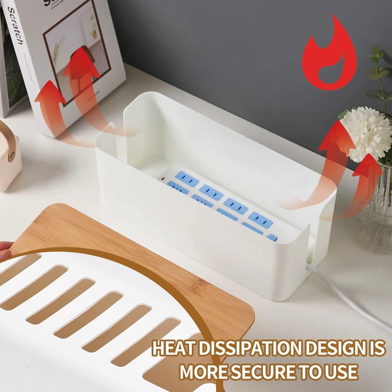 Cable Tidy Box, Cord Organizer Box with Wooden Lid, 36