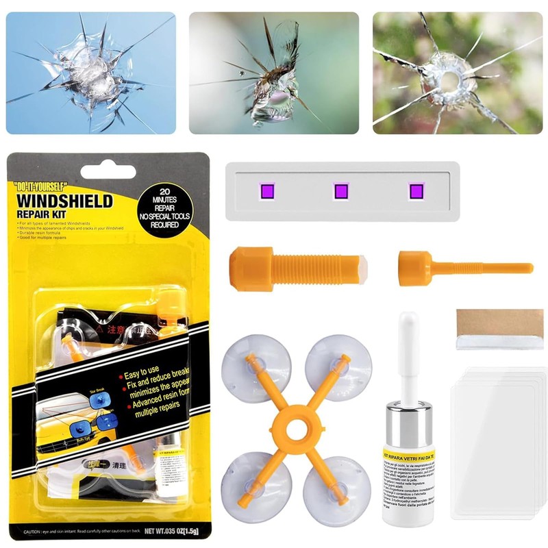 Windscreen Repair Kit, Windshield Repair Kit With Curing Lamp, Suitable