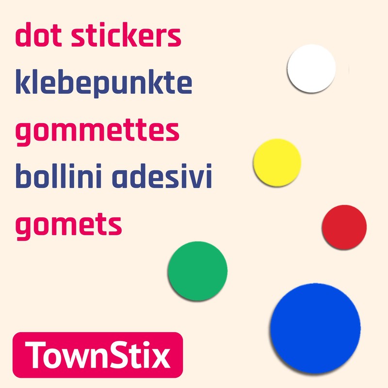 3000 Pack, 0.375" Round Colored Dot Stickers Labels - 10