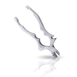 Kerafactum Bar Tongs Stainless Steel Universal Tongs 18 cm Bar Accessories with Tongs for Wire and Foil Cutting Bottle Opener and Cork Aid Tong Tweezers