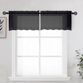 OWENIE - Juego de 2 cenefas de cocina transparentes para ventanas, pequeño y moderno bolsillo para barra de gasa, decoración de ventana para sala de estar, baño, cafetería, lavadero, sótano, 42