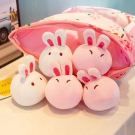 Plush Pillow Cushion Cute Throw Pillow Removable Stuffed Animal Toys Cushion for Decoration Gifting Sakura Rabbits 35‑50