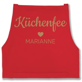 Geschenk mit Namen personalisiert by Shirtracer - Apron - Cooking Apron Women - Kitchen Fairy with Name I Gift Chef I Gift Cooking, 04 Red