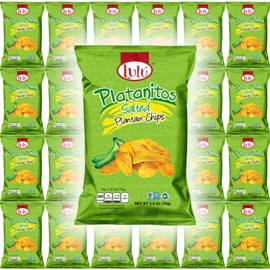 LULU Platanitos Salted Plantain Chips, Gluten-Free, 2.5oz Bag (Pack of 24, Total of 60 Oz)