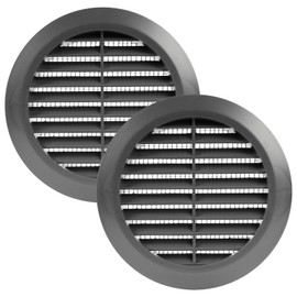 Vent Systems - Pack of 2-4'' Inch Graphite Soffit Vent Cover - Round Air Vent Louver with Built-in Mesh Screen - HVAC Vents for Home Office, Dryer, Kitchen, Bathroom Vent Cover - Ceiling, Wall Vent
