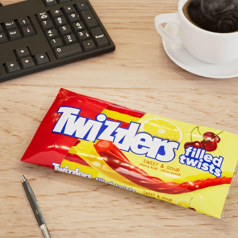 TWIZZLERS Filled Twists Sweet and Sour Licorice Style, Chewy Candy