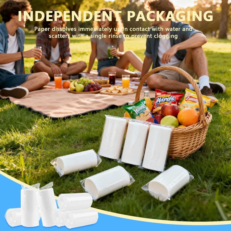 12 Rolls Travel Toilet Tissue Coreless Portable Toilet Tissue -