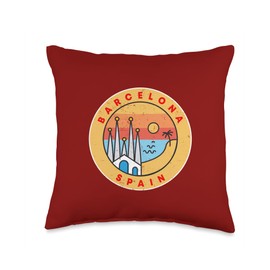 Sagrada Familia Barcelona Spain Vintage 1970s 1980s Style Throw Pillow