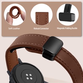 SeNool PU Leather Strap Compatible with CMF by Nothing Watch Pro 2, Men Women Magnetic Magnetic Closure Soft Leather Replacement Strap Watch Straps for CMF by Nothing Watch Pro 2 - Brown