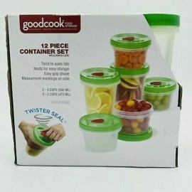 Goodcook Food Storage Container Set BPA-Free Twister Seal Vented Lids 12 Pc