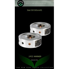 NewlineNY Stainless Steel Coffee Tea Warmers, Dual 6 Inches Circular Herb Tea Light Food Warmer Set (Candle not Included)
