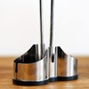 Oil and Vinegar Dispenser Set with Stainless Steel Holder,Clear Glass