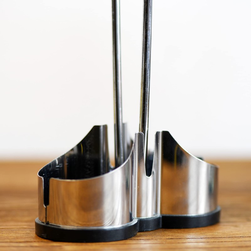 Oil and Vinegar Dispenser Set with Stainless Steel Holder,Clear Glass