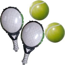 Okayski 4Pcs Green Tennis Party Balloons Decorations Tennis Ball Foil Mylar Balloons for Teenagers Women Sports Themed Party Baby Showers Weddings Anniversaries Party Decorations