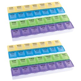 EZY DOSE Weekly 4 Time a Day Medtime Pill Planner, Large Organizer, Scoop Bottom for Easy Pill Removal (Weekly - 4X a Day - 2 Pack)