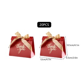 20Pcs Small Thank You Gift Bags Red Mini Gift Bags Bulk with Ribbons