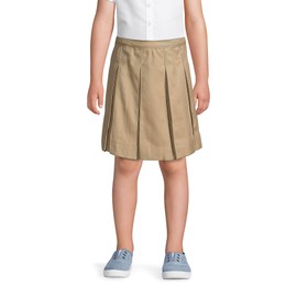 Lands' End Uniform Box Pleat Skirt Top of Knee Khaki Kids 14