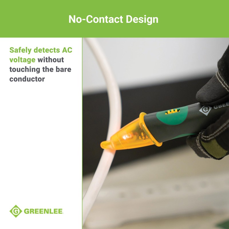 Greenlee GT-16 Adjustable Non-Contact Voltage Detector, 5V - 1000V AC,Green,