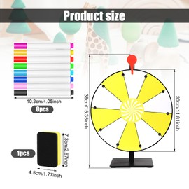 NQEUEPN 12in Spinning Prize Wheel, Tabletop Spinner Board of Fortune Game with Stand Dry Erase for Roulette Raffle Carnival