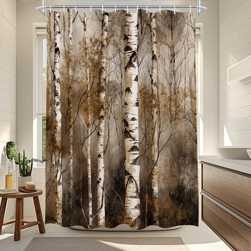 TheBlackSpot Birch Tree Shower Curtain Rustic Bath Curtains Decor Sets