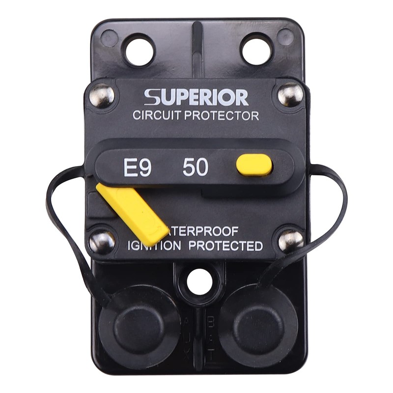 ZOOKOTO 12-48V DC 50A Surface Mount Circuit Breaker with Manual