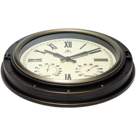 Infinity Instruments Forecaster Indoor/Outdoor Wall Clock, Thermometer, Hygrometer combo, Stylish Durable Waterproof Weather Station for your Home, 16 Inch, Bronze