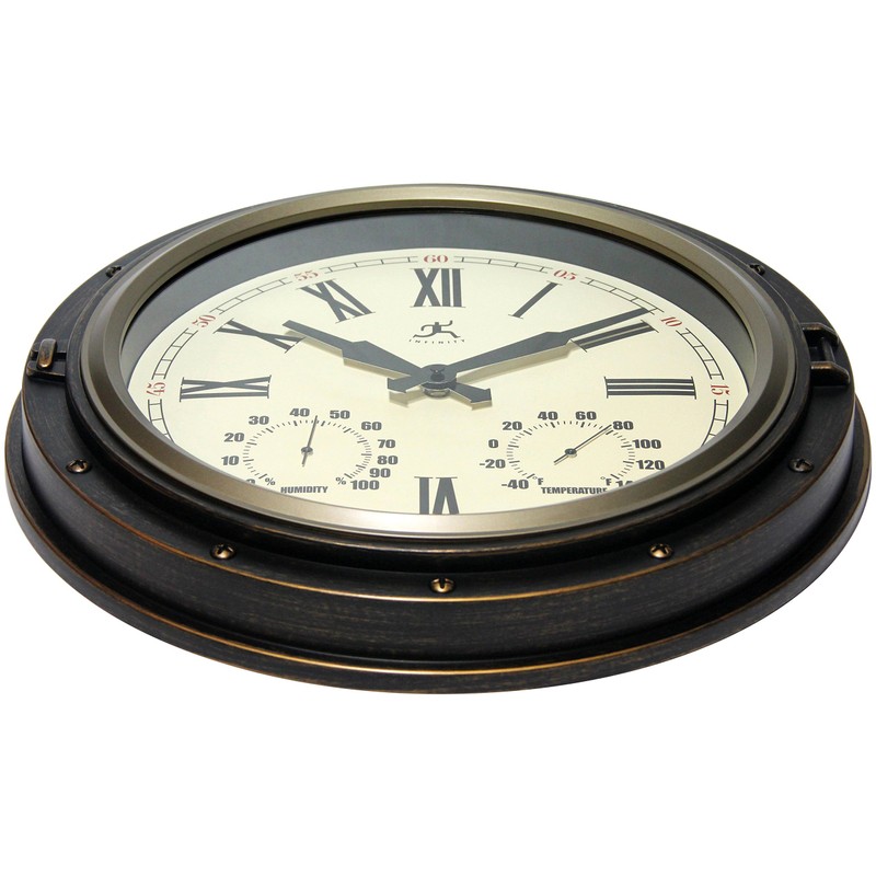 Infinity Instruments Forecaster Indoor/Outdoor Wall Clock, Thermometer, Hygrometer combo, Stylish