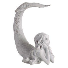 SOFFEE DESIGN Shy Mermaid Figurine Resin Ornament, Coastal Bedroom Shelf Decor for Mermaid Lovers, Unique Housewarming Gift