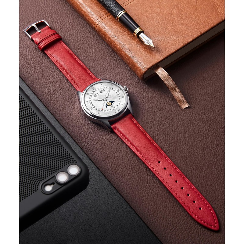 BINLUN Leather Watch Strap, Quick Release, Leather Watch Band, Multiple