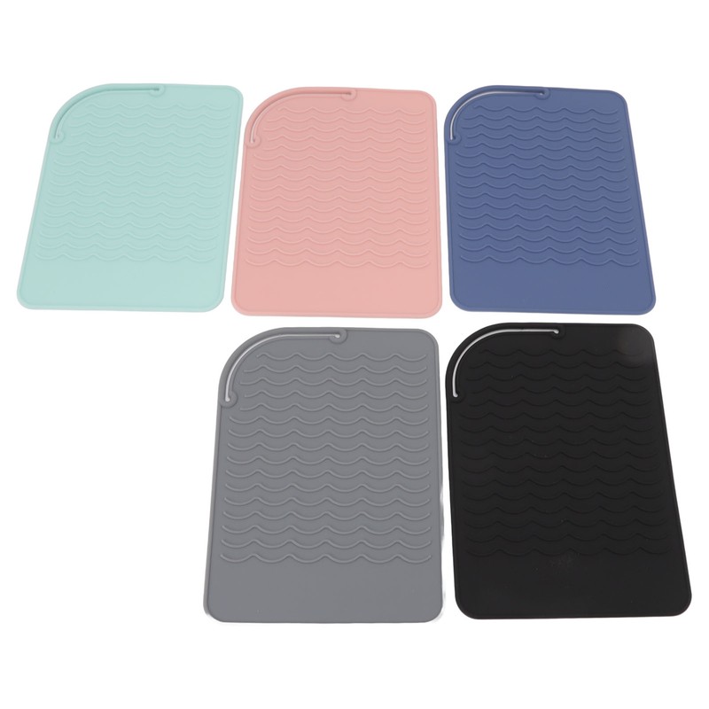 5Pcs Heat Resistant Silicone Mat Pouch for Curling Irons Hair