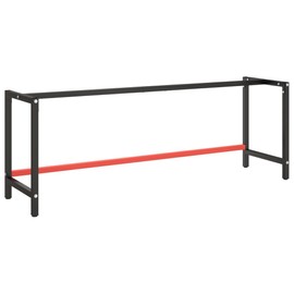 'vidaXL Heavy-Duty Metal Work Bench Frame - Versatile and Durable, Matte Black and Matte Red, Powder-Coated, Pre-drilled Top, Assembly Required, Dimensions: 86.6" x 22.4" x 31.1"