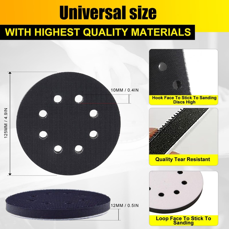 CNQLIS 10 Packs 8 Holes 5 Inch Interface Pads Hook