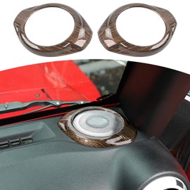 RT-TCZ for Jeep JK A Pillar Speaker Trim Cover for Jeep Wrangler JK JKU 2015 2016 2017 Brown Wood Grain Interior Accessories 2pcs