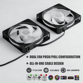 upHere CPU Heatsink with 6 Heat Tubes Einsturm with Dual RGB Fan Addressable 120mm CPU Cooling Fan for Intel LGA 1700 2011 2066(X79/X99) 1200/AMD Ryzen AM5/AM4, P6DC