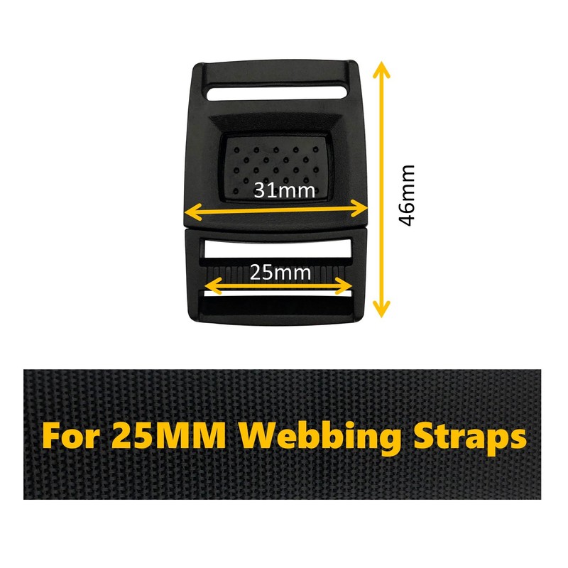 EesTeck 6 Pack 25mm Release Buckles Plastic Center Release Buckle