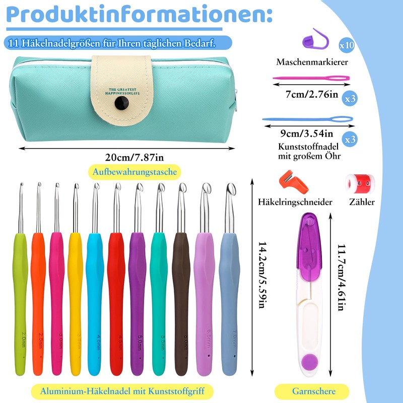 Ruasol Crochet Hook Set, 11 Sizes Crochet Hook Set, 32